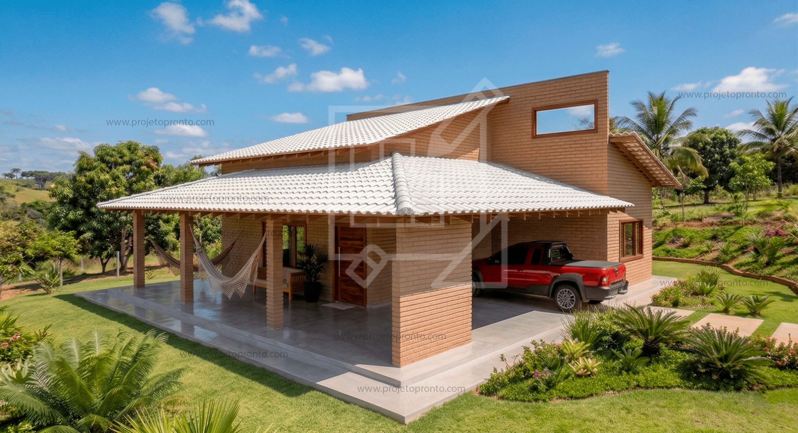 casa de campo em tijolo ecológico