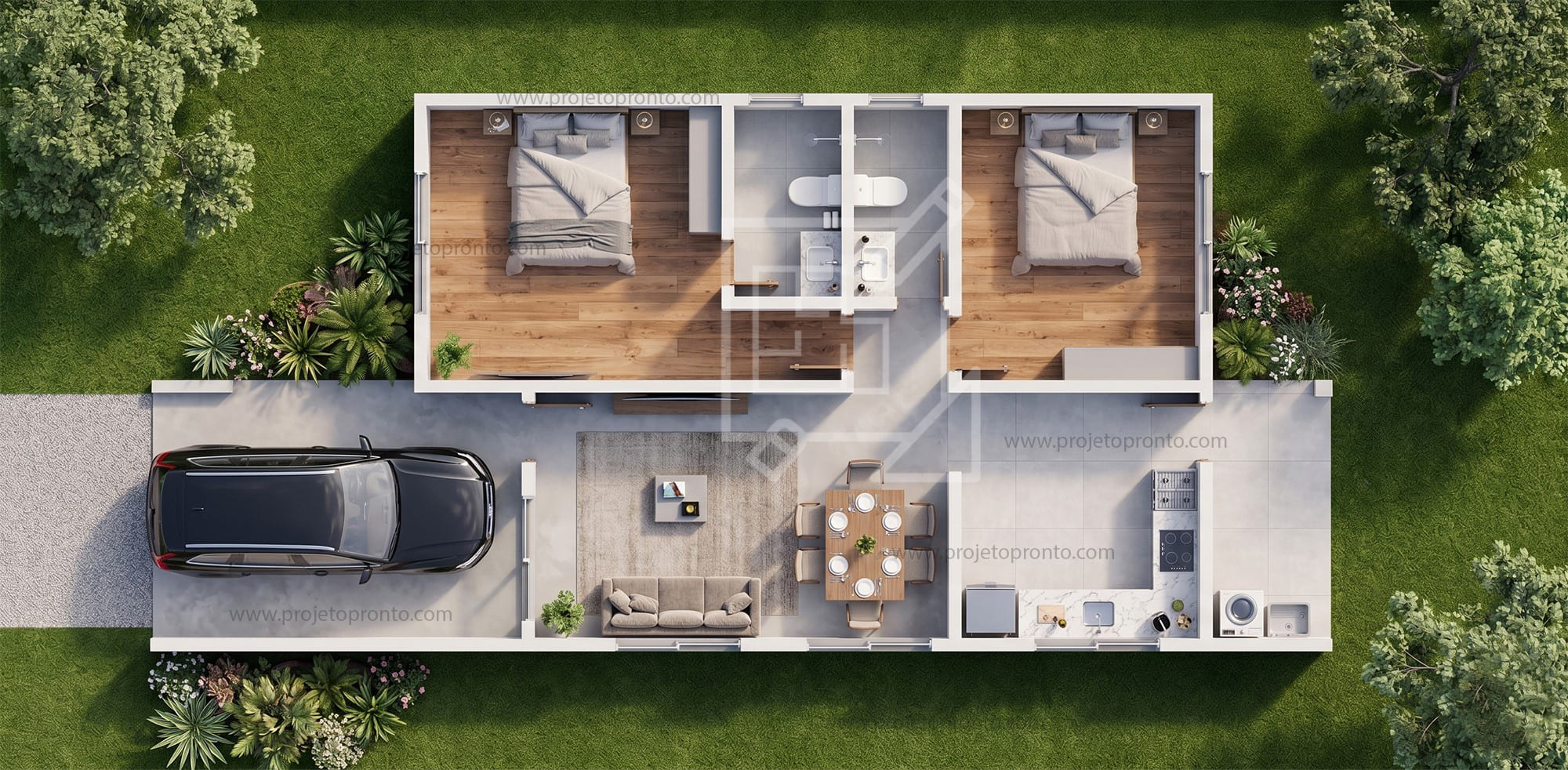 planta pronta casa 3 quartos