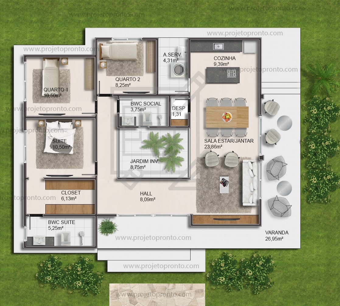 projeto pronto casa de tijolo ecologico